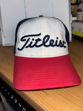 Titleist White, Navy & Red Tricolor Golf Cap